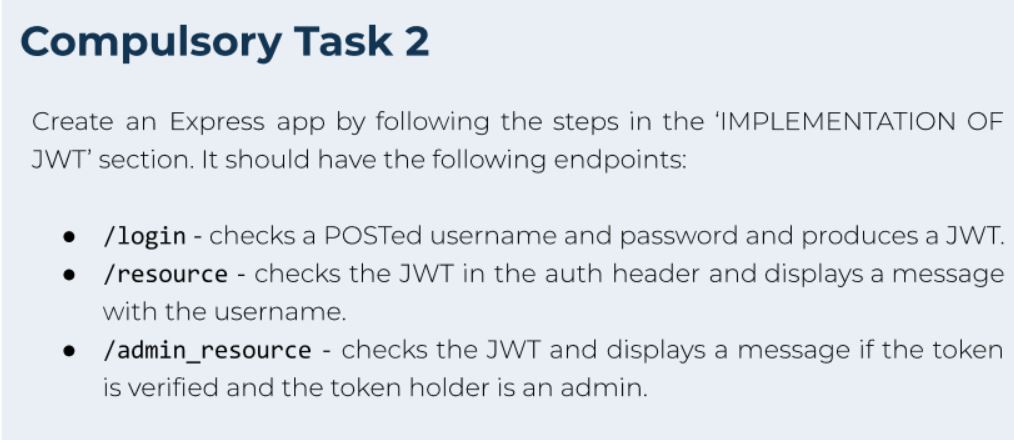 Compulsory Task 2 Create an Express app by
