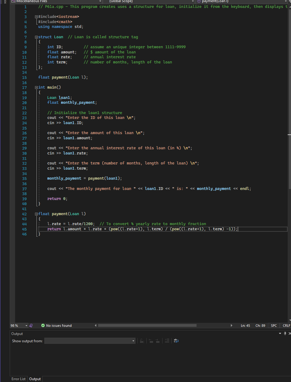 A struct can be passed to a function as a