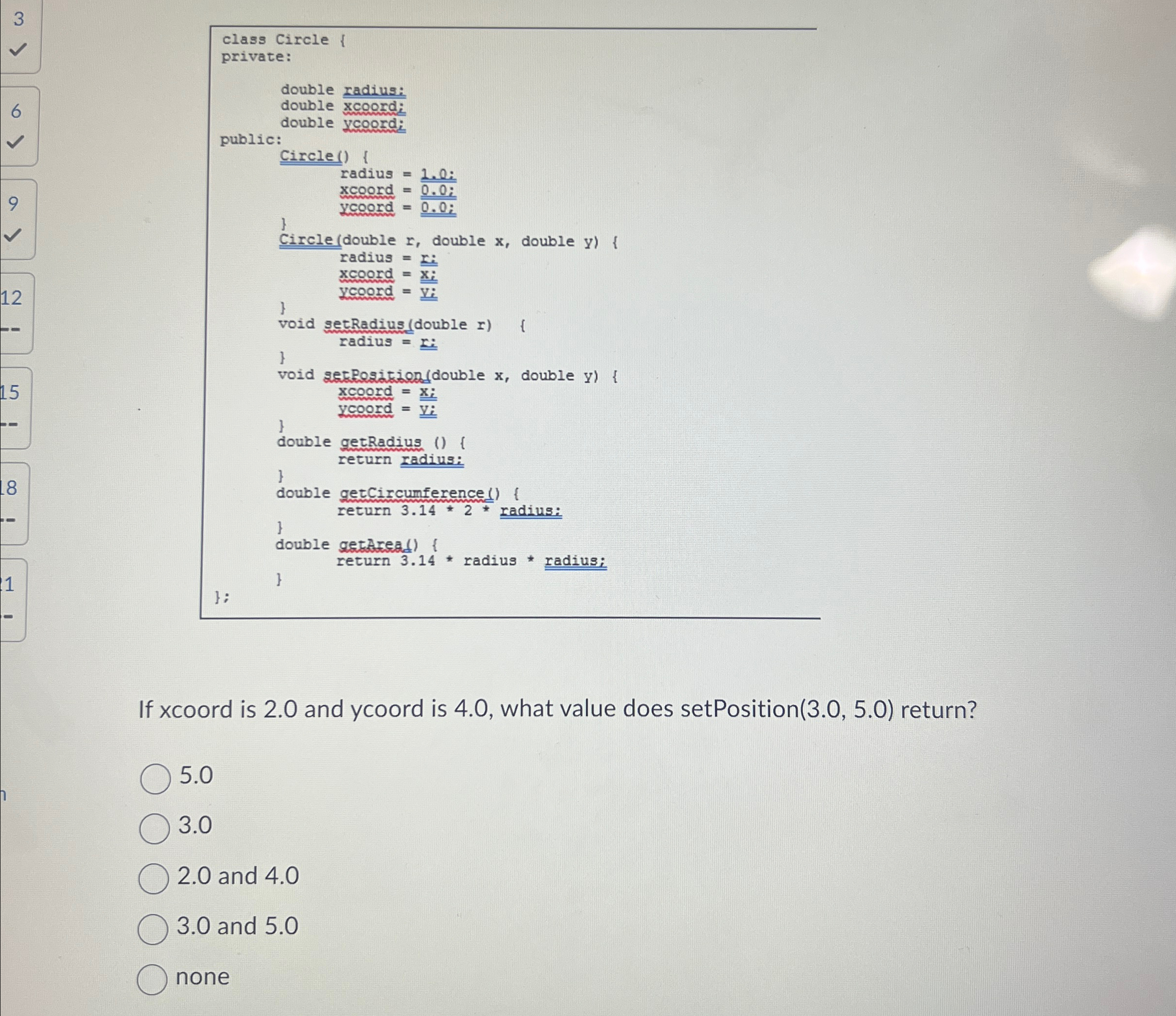 3 If x coord is 2 . 0 and ycoord is 4 . 0 , what