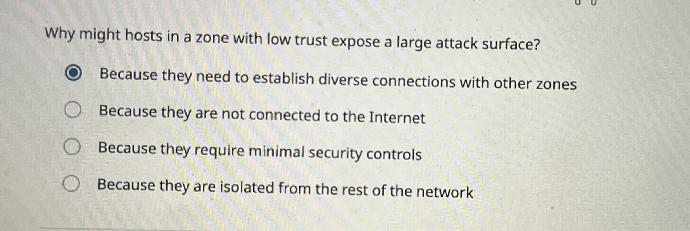 Why might hosts in a zone with low trust expose a