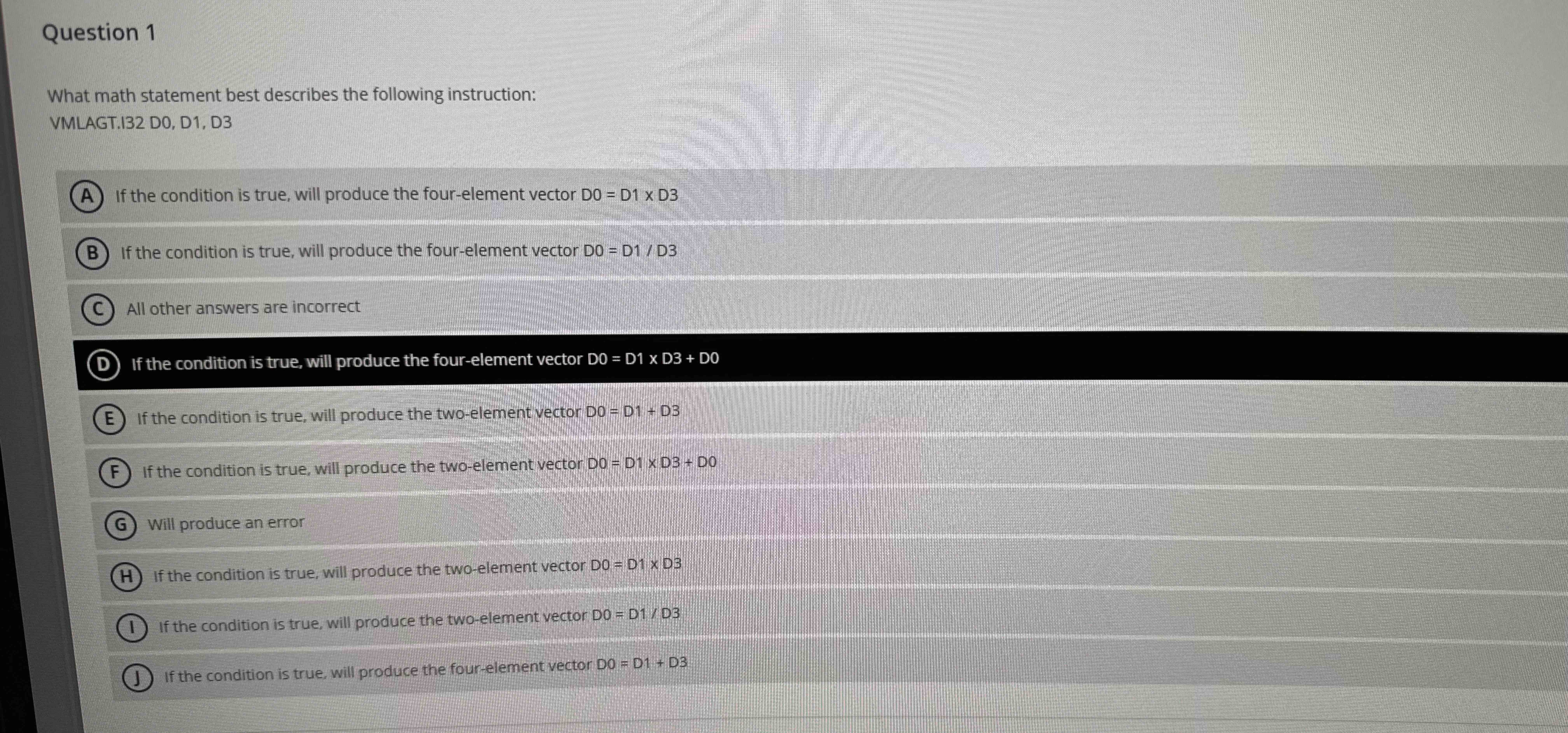 what math statement best describes the following