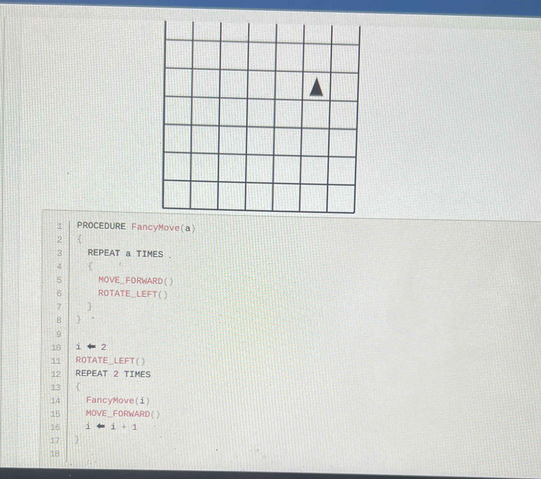 Where would the triangle end up after this code