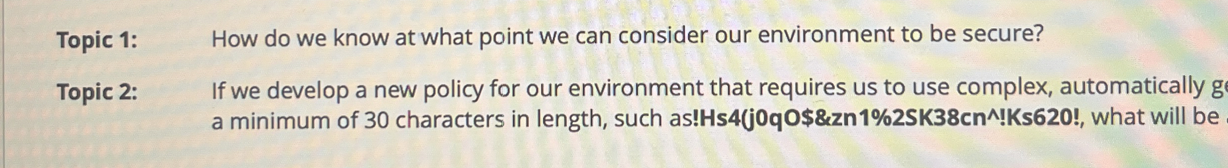 Topic 1 : , How do we know at what point we can