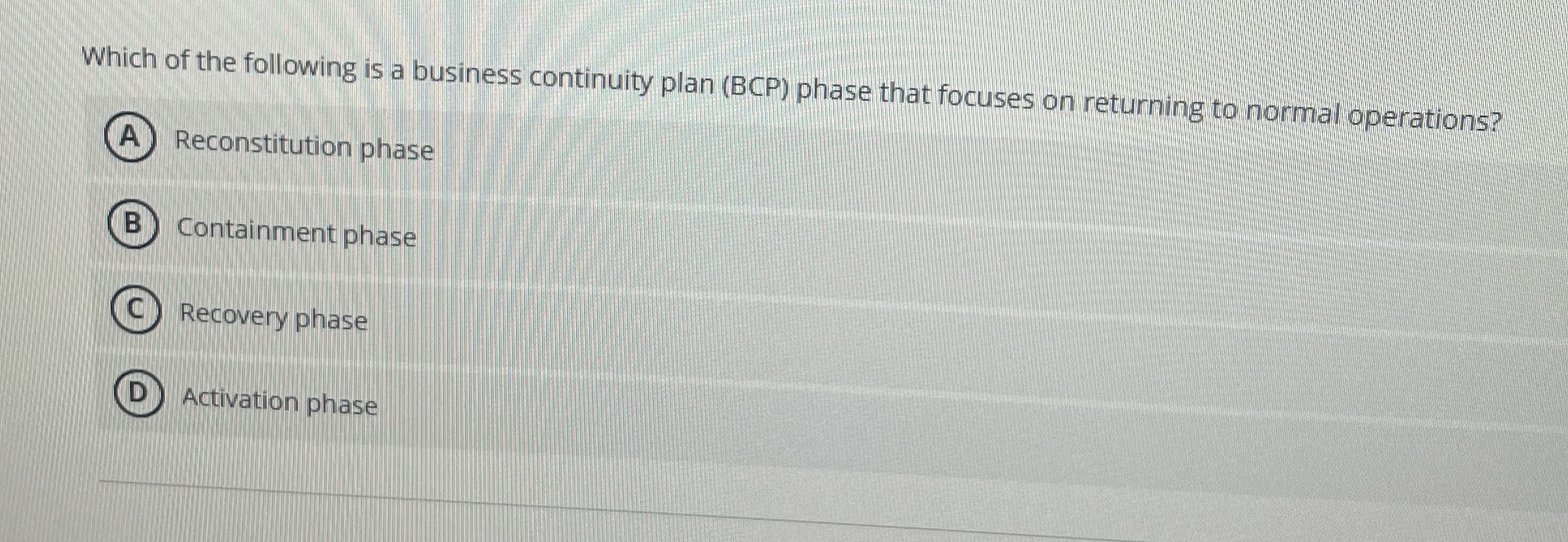 Which of the following is a business continuity