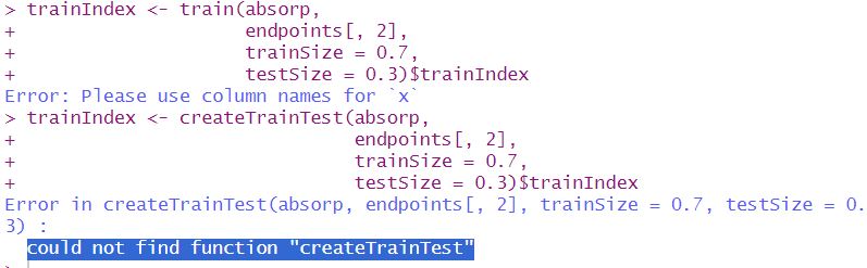 The "trainIndex < - createTrainTest" from part c