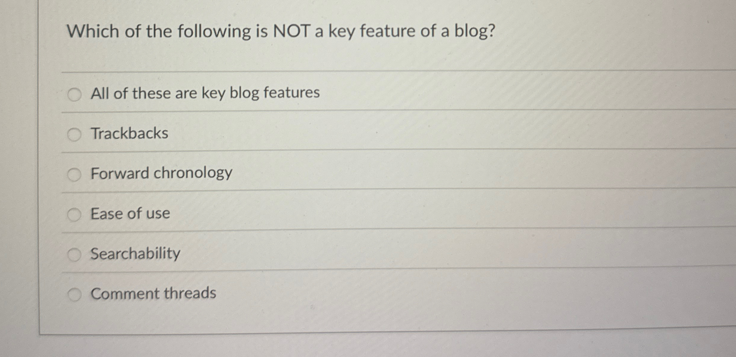 Which of the following is NOT a key feature of a