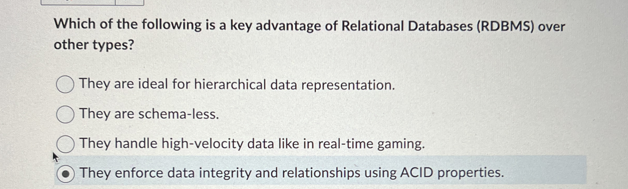 Which of the following is a key advantage of