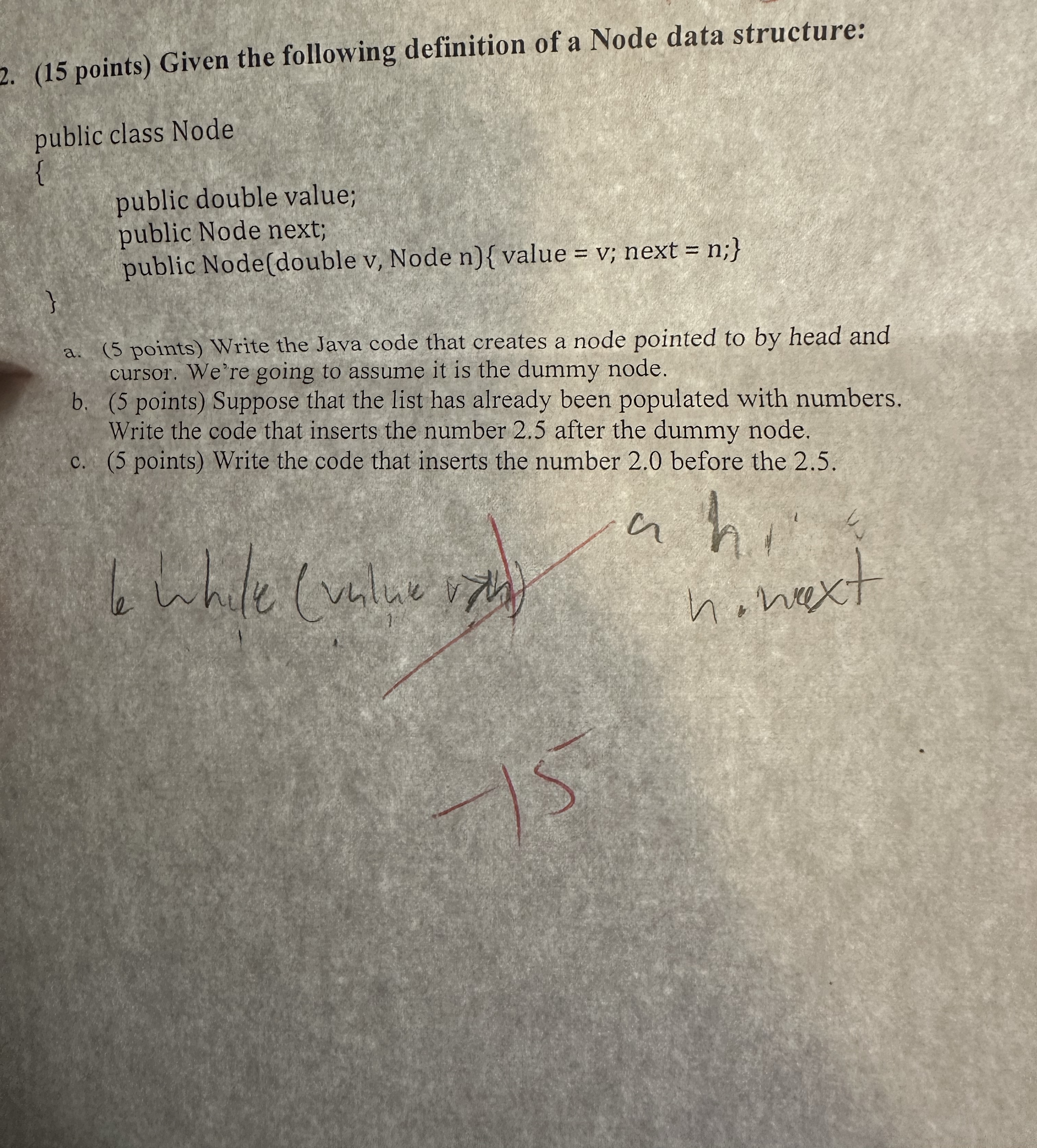 ( 1 5 points ) Given the following definition of