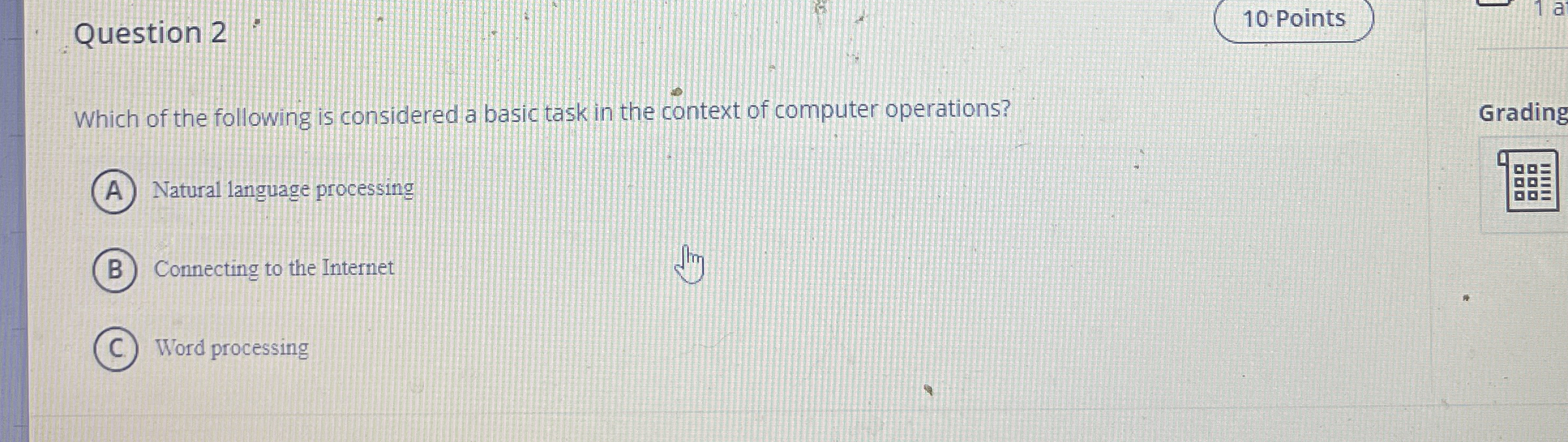 Question 2 1 0 . Points Which of the following is