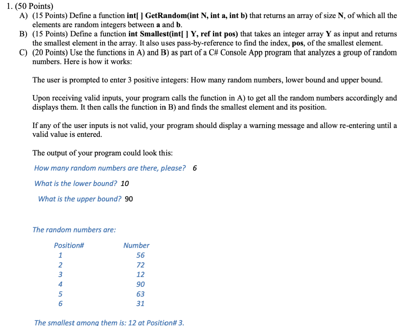 1 . ( 5 0 Points ) A ) ( 1 5 Points ) Define a