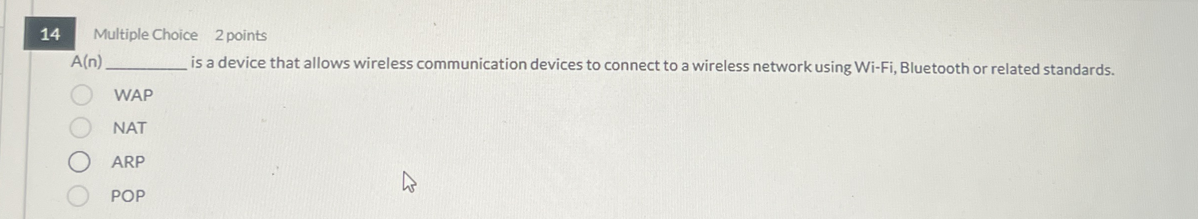 1 4 Multiple Choice 2 points A ( n ) is a device