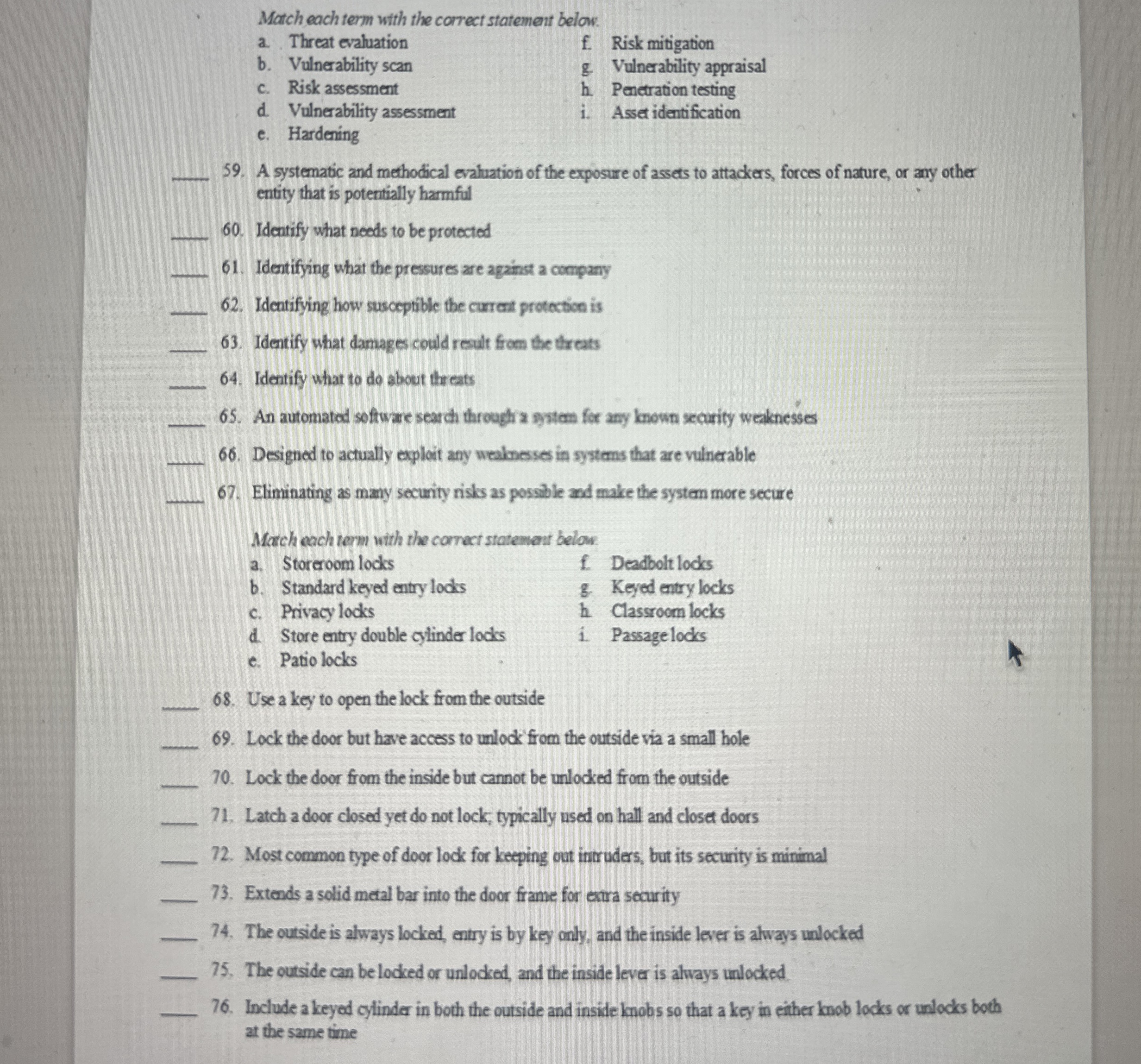 Match each term with the correct statement below.