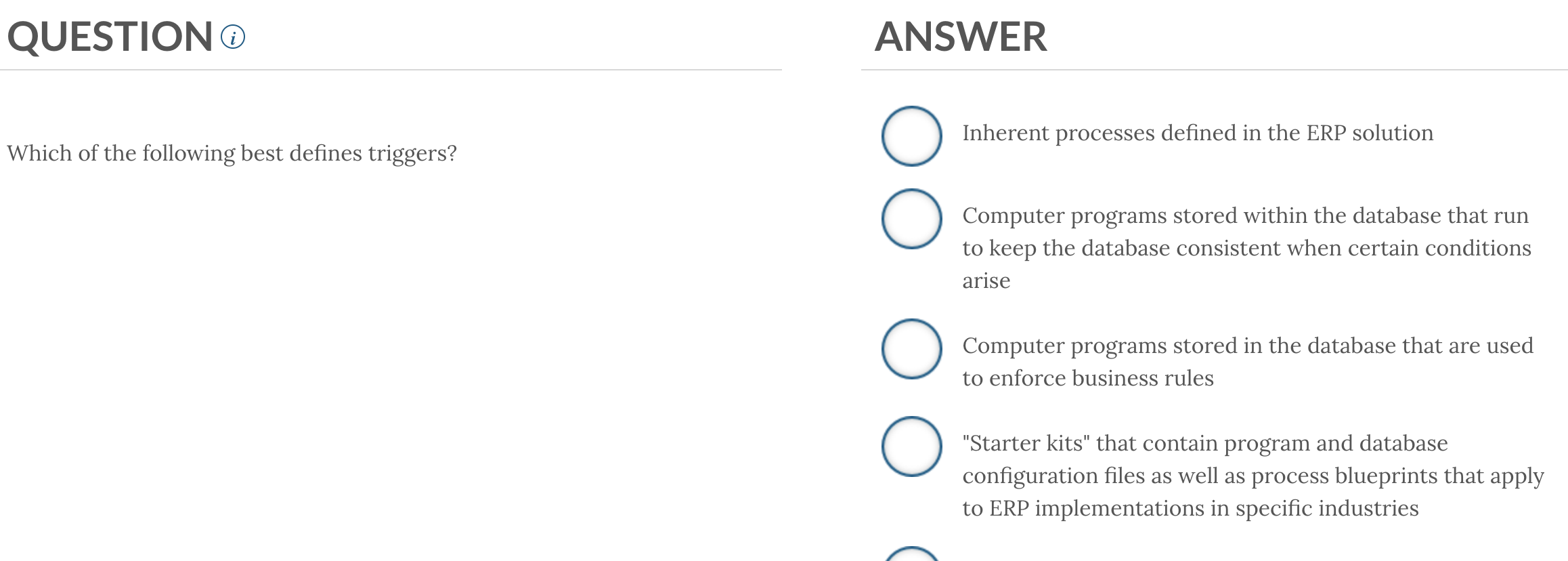 QUESTION \ ( { } ^ { ( i ) } \ ) ANSWER Which of