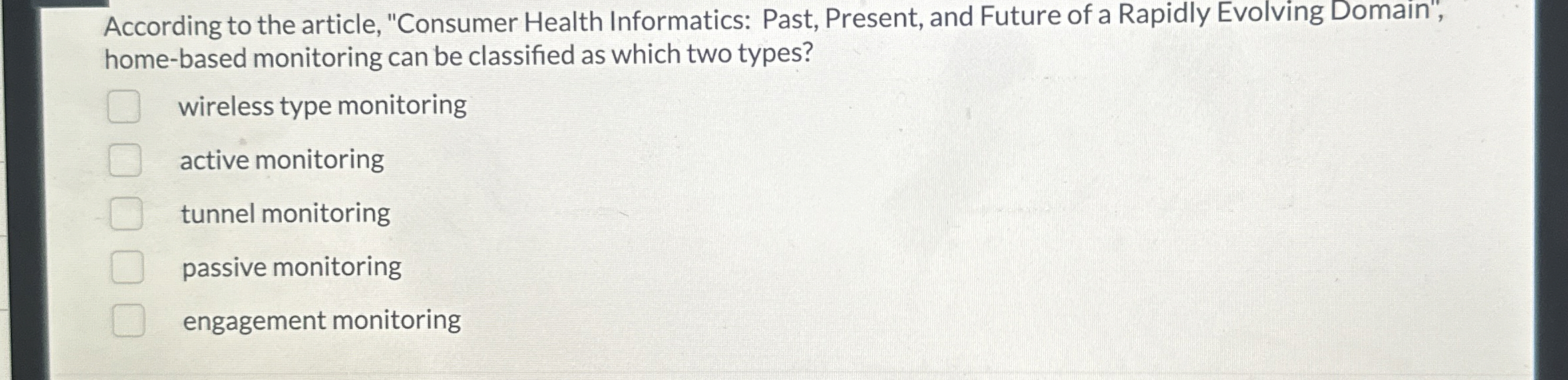 According to the article, "Consumer Health