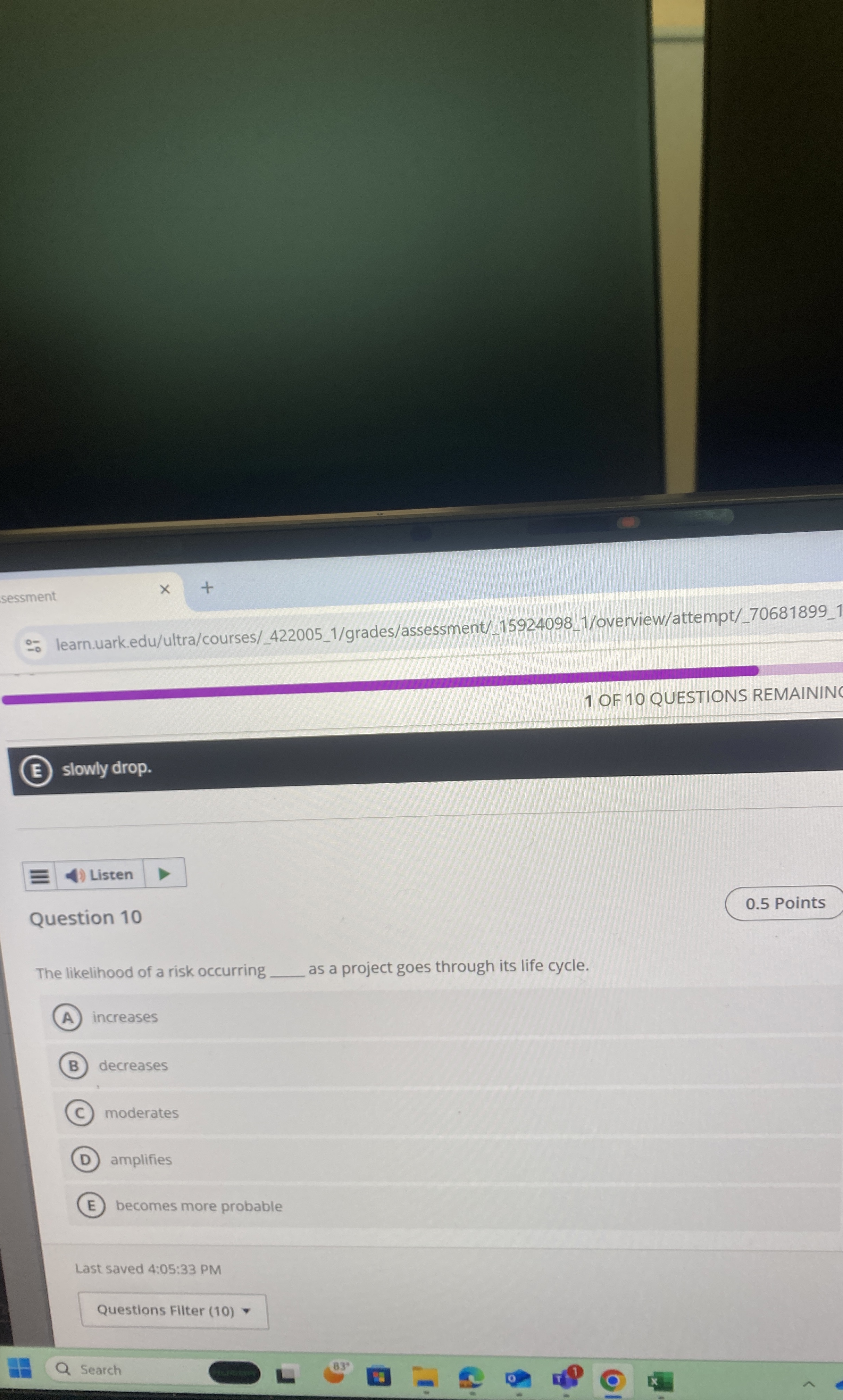 sessment learn.uark.edu / ultra / courses / _ 4 2