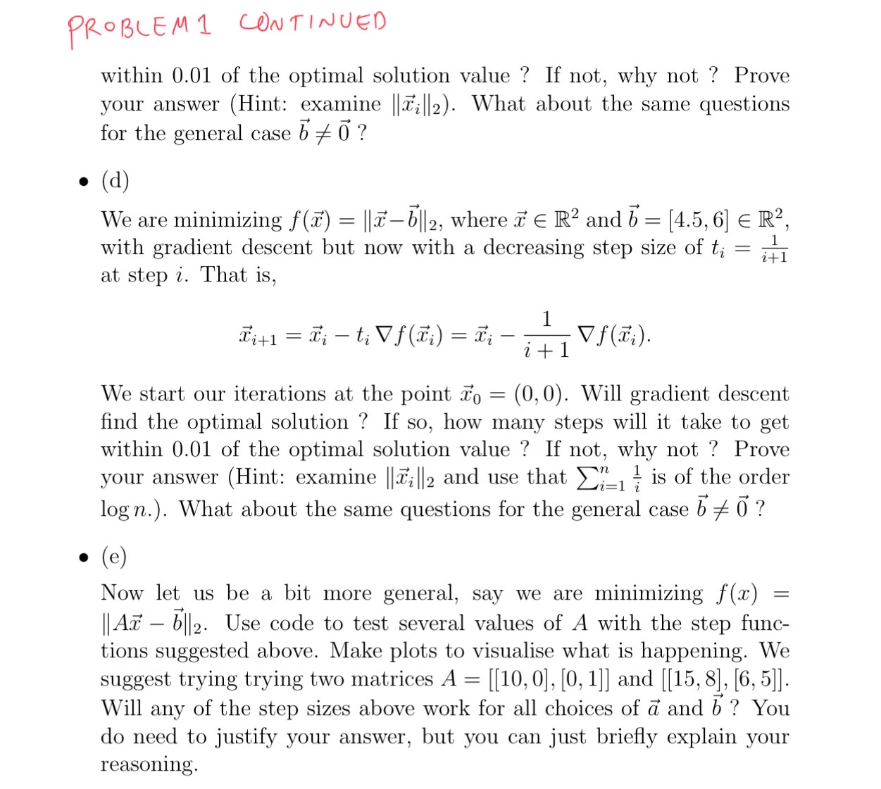 Optimization - Gradient Descent - Problem 1 (