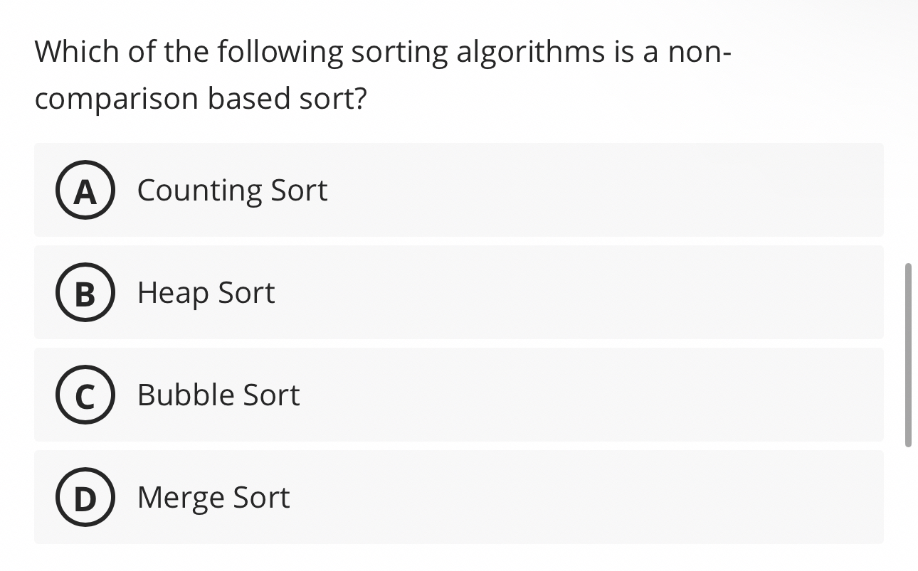 Which of the following sorting algorithms is a