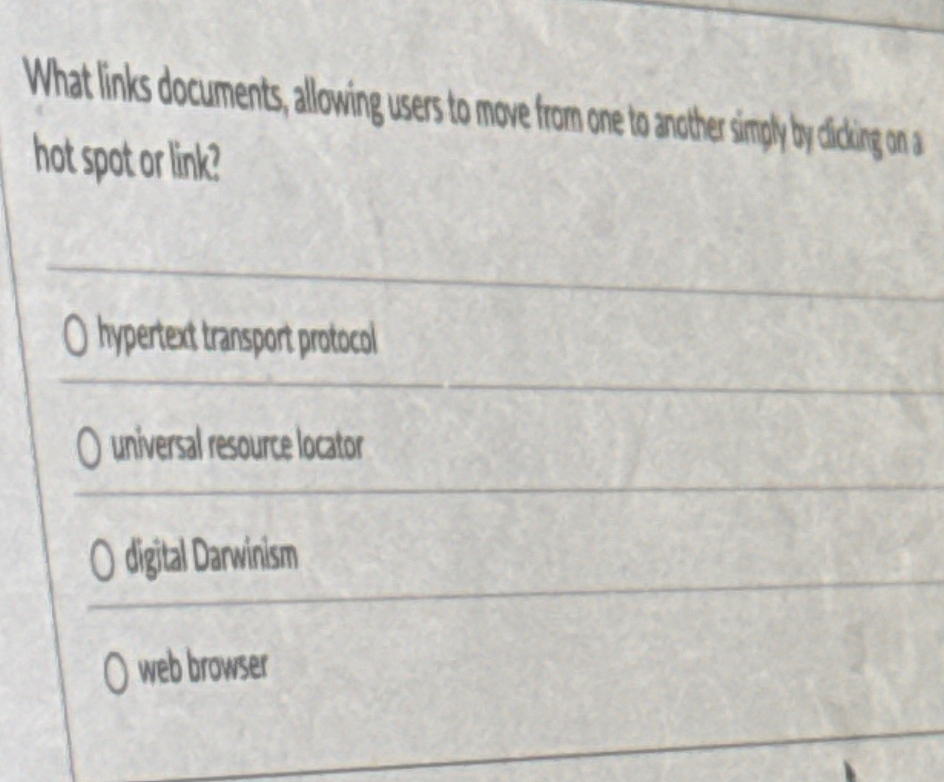 What links documents, allowing users to move trom