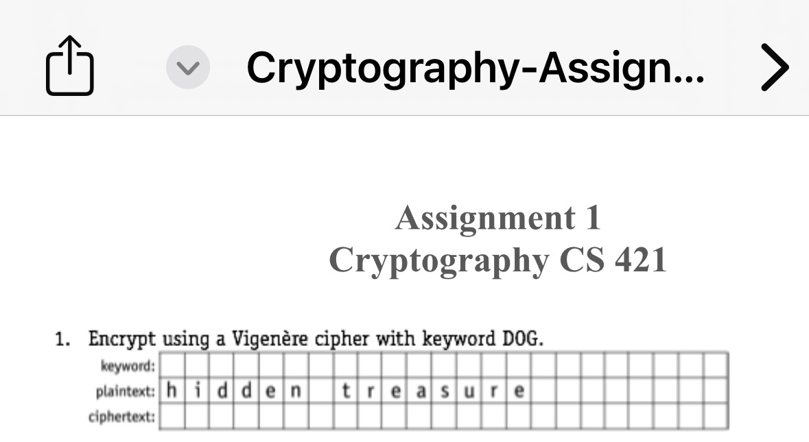 Cryptography - Assign... Assignment 1