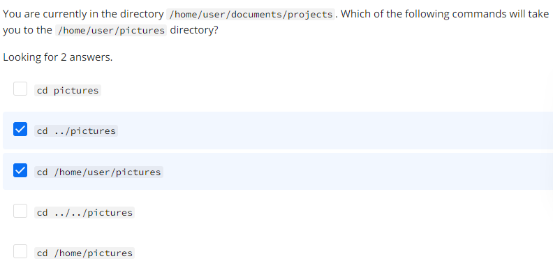 You are currently in the directory / home / user