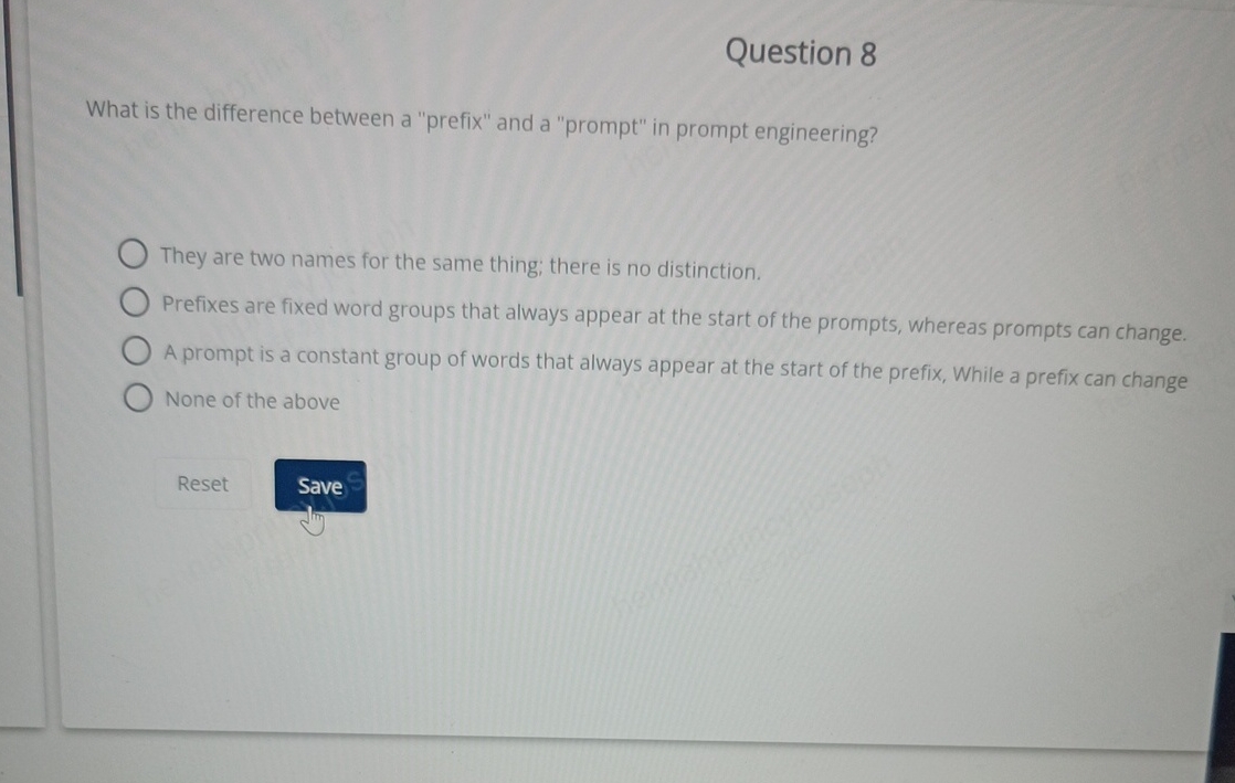 Question 8 What is the difference between a