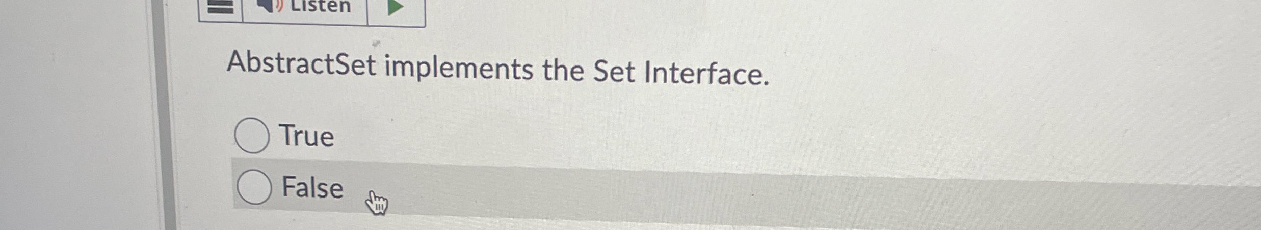 AbstractSet implements the Set Interface. True