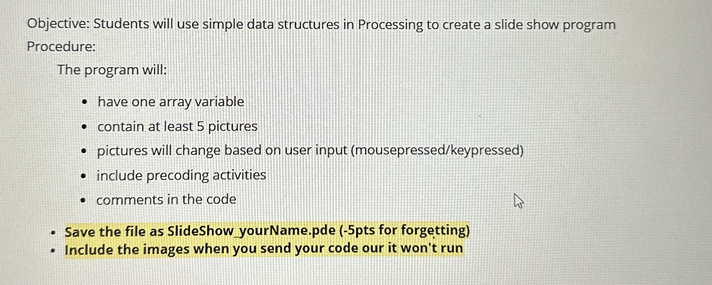 Objective: Students will use simple data