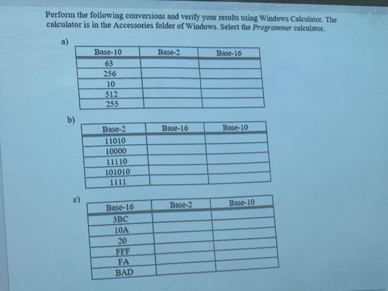 Perform the following conversions and verify your