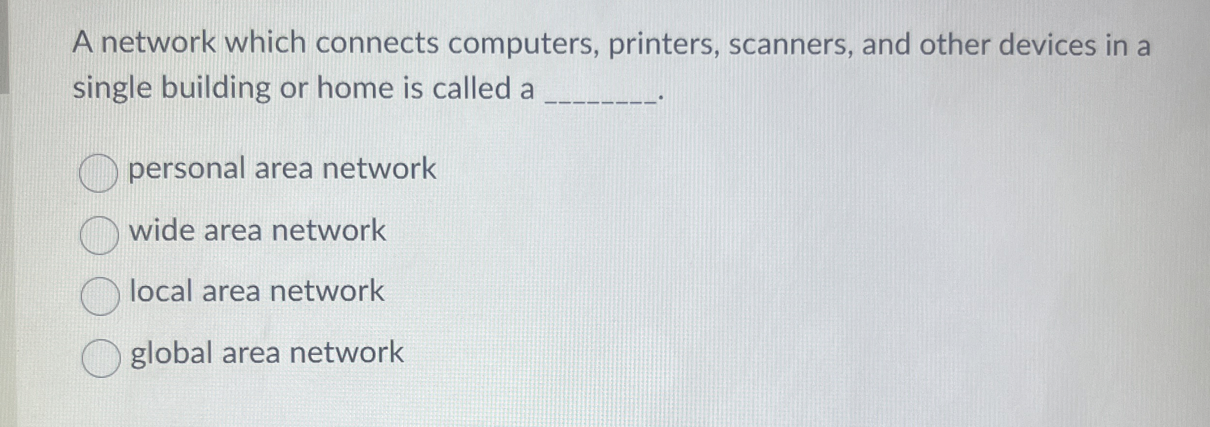 A network which connects computers, printers,
