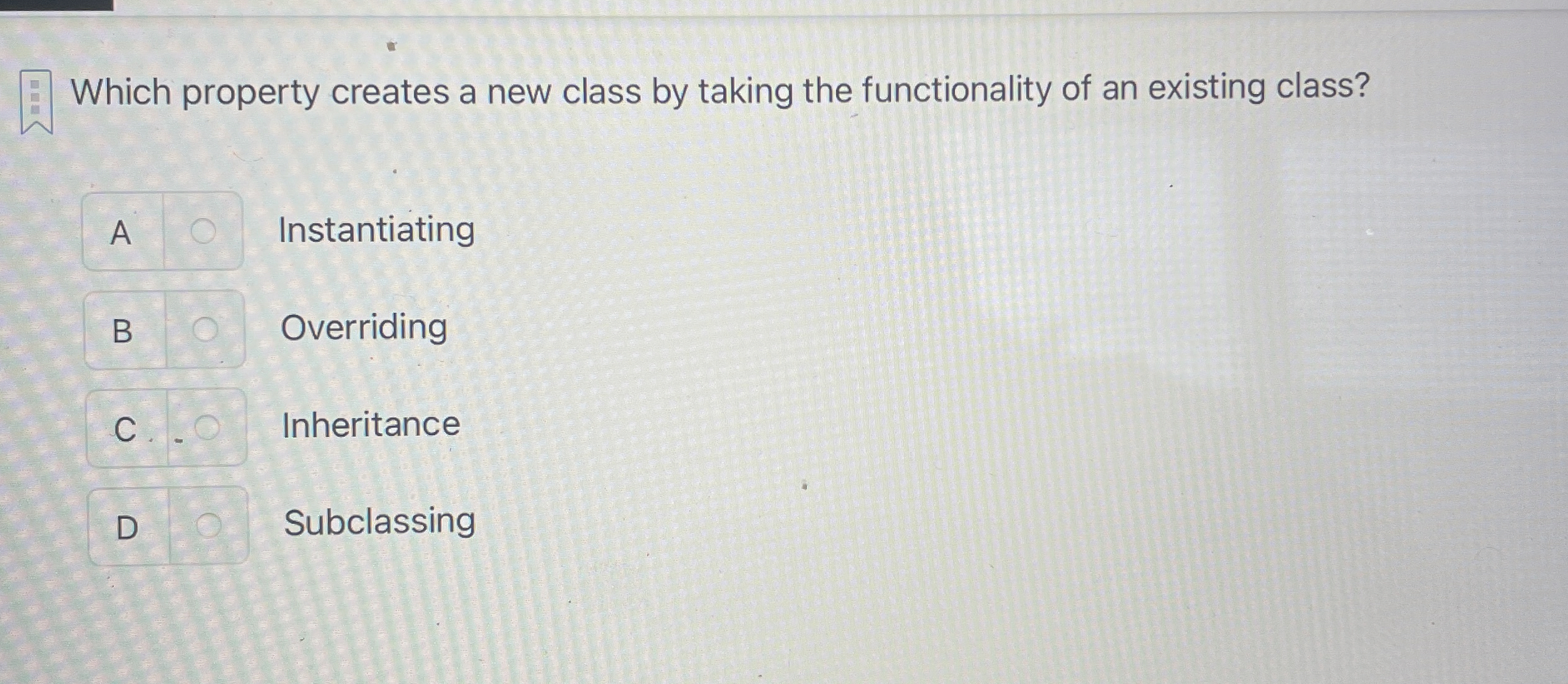 Which property creates a new class by taking the