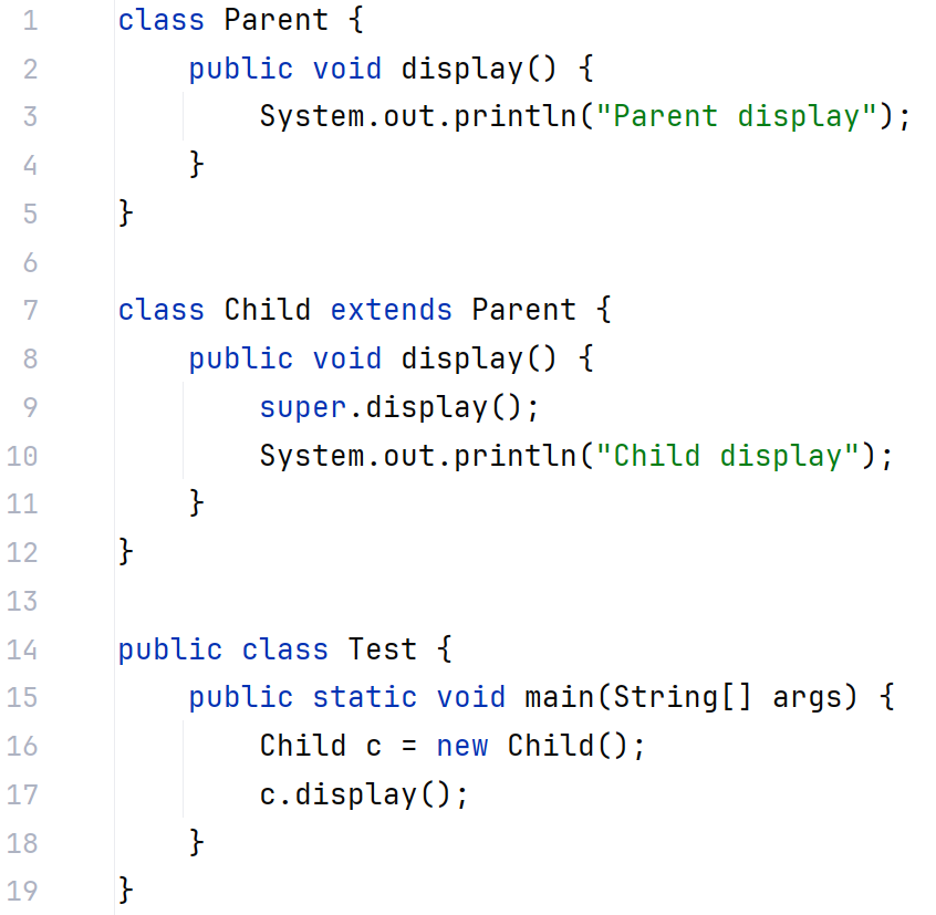 What will code output? class Parent { public void