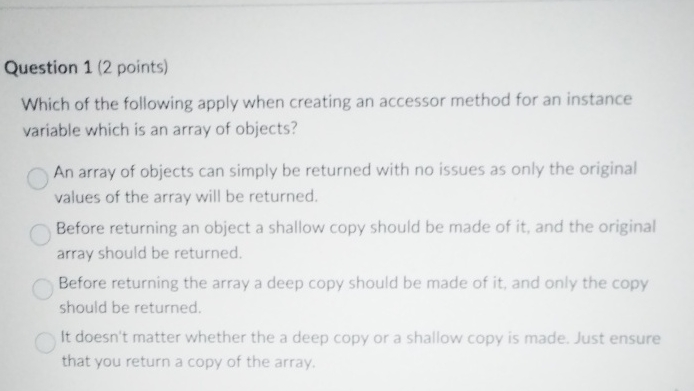 Question 1 ( 2 points ) Which of the following