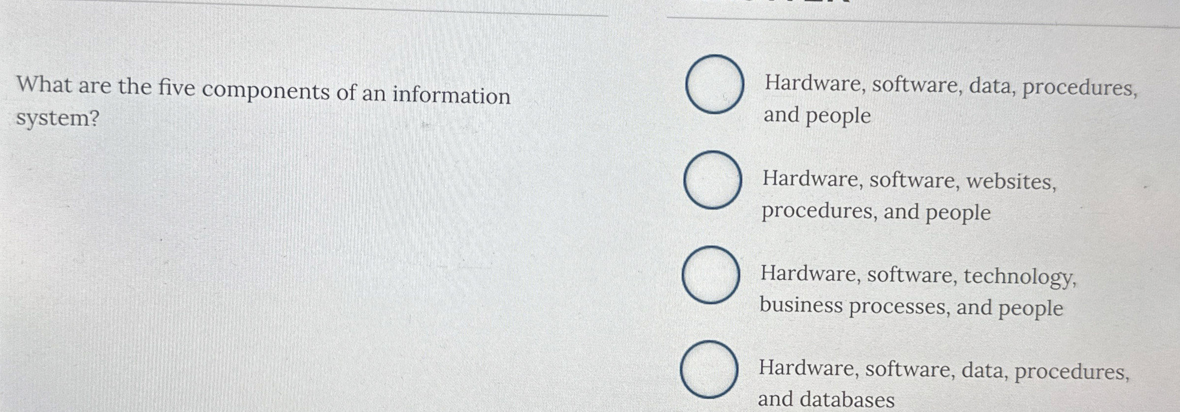 What are the five components of an information