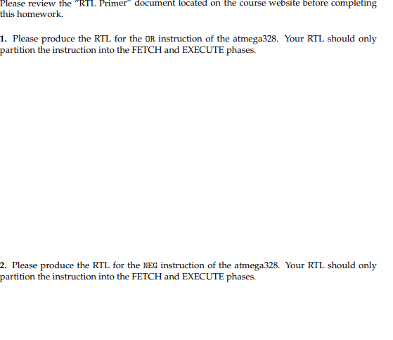 Please review the " RTL Primer" document located