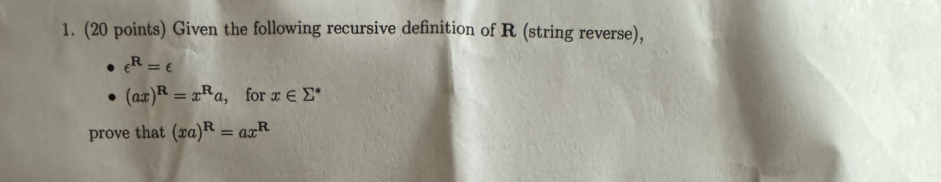 ( 2 0 points ) Given the following recursive