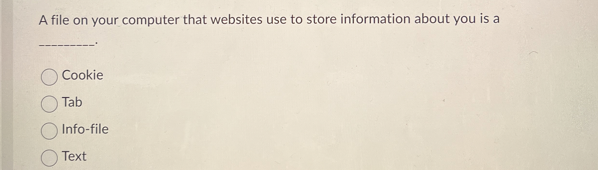 A file on your computer that websites use to