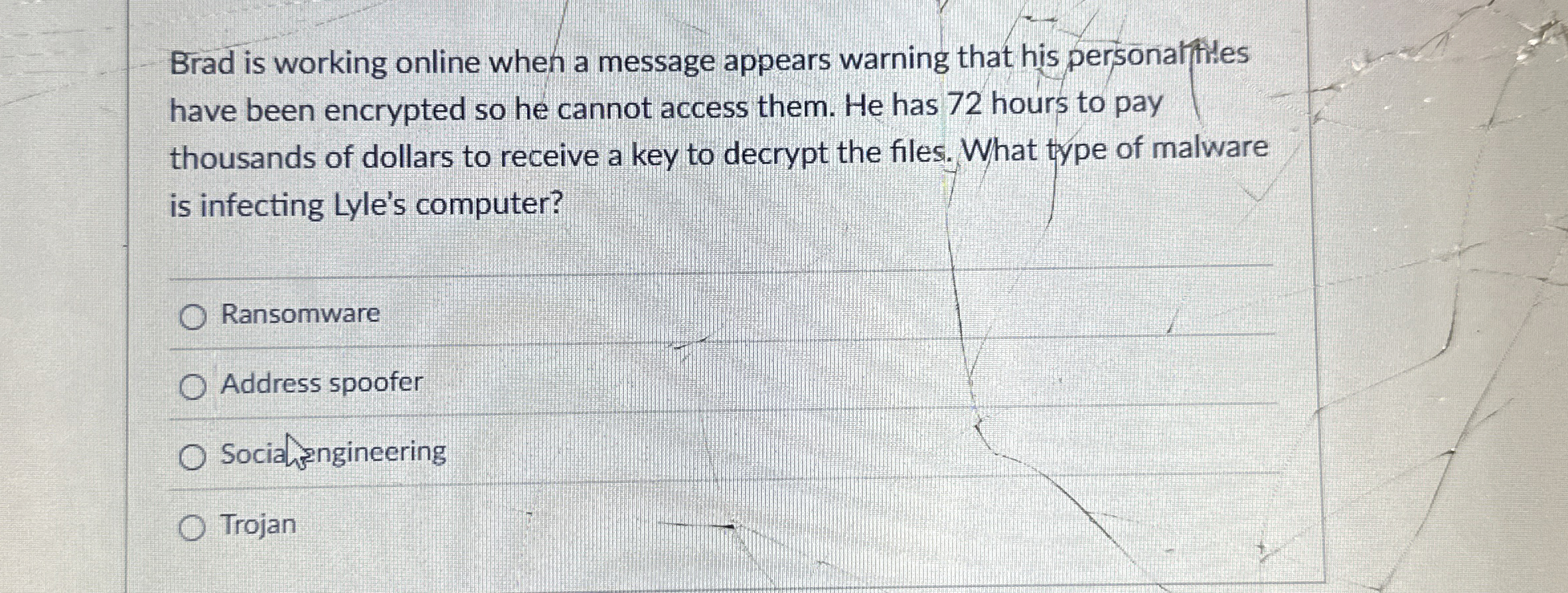 Brad is working online when a message appears