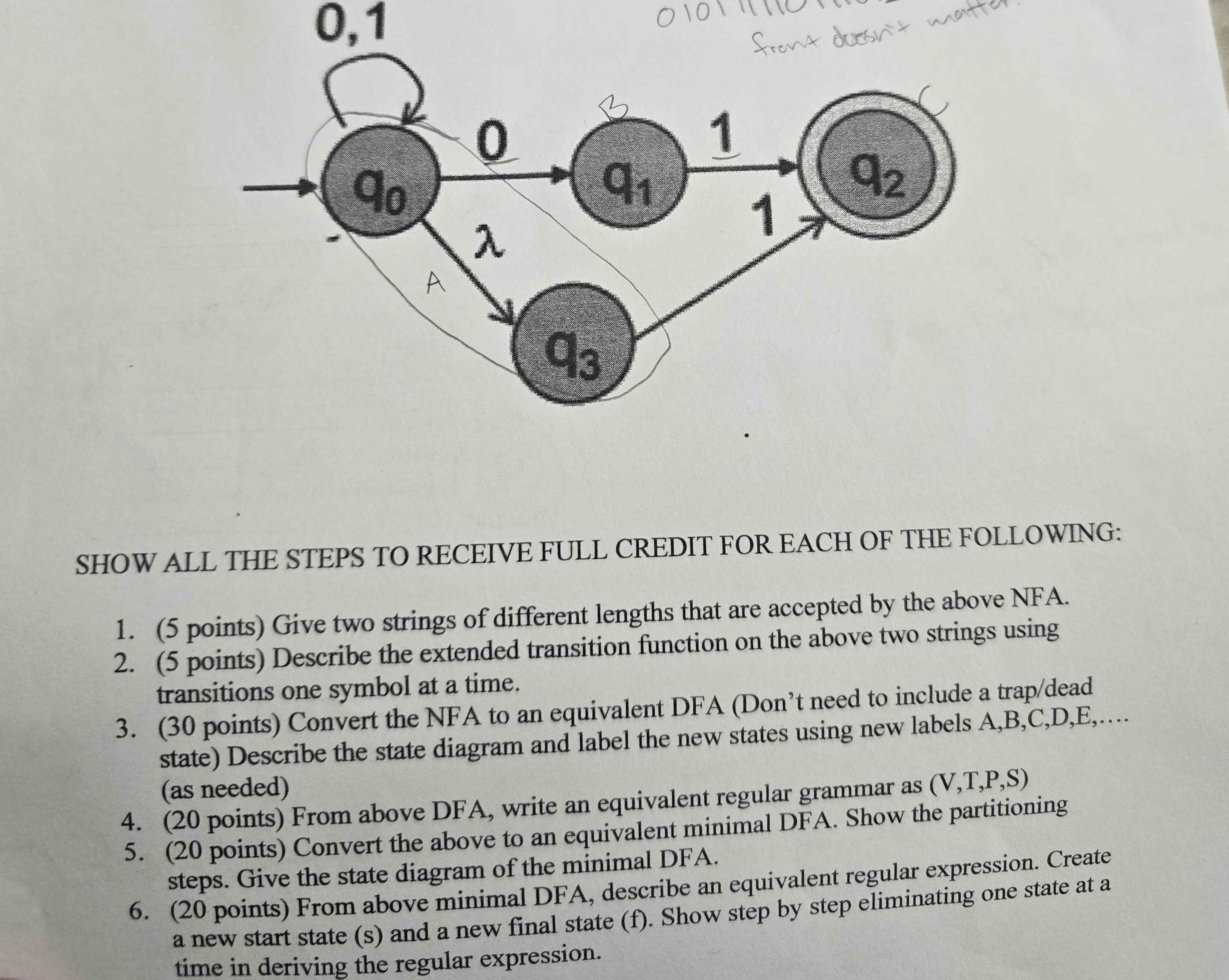 Need help problem # 4 of this NFA automata.