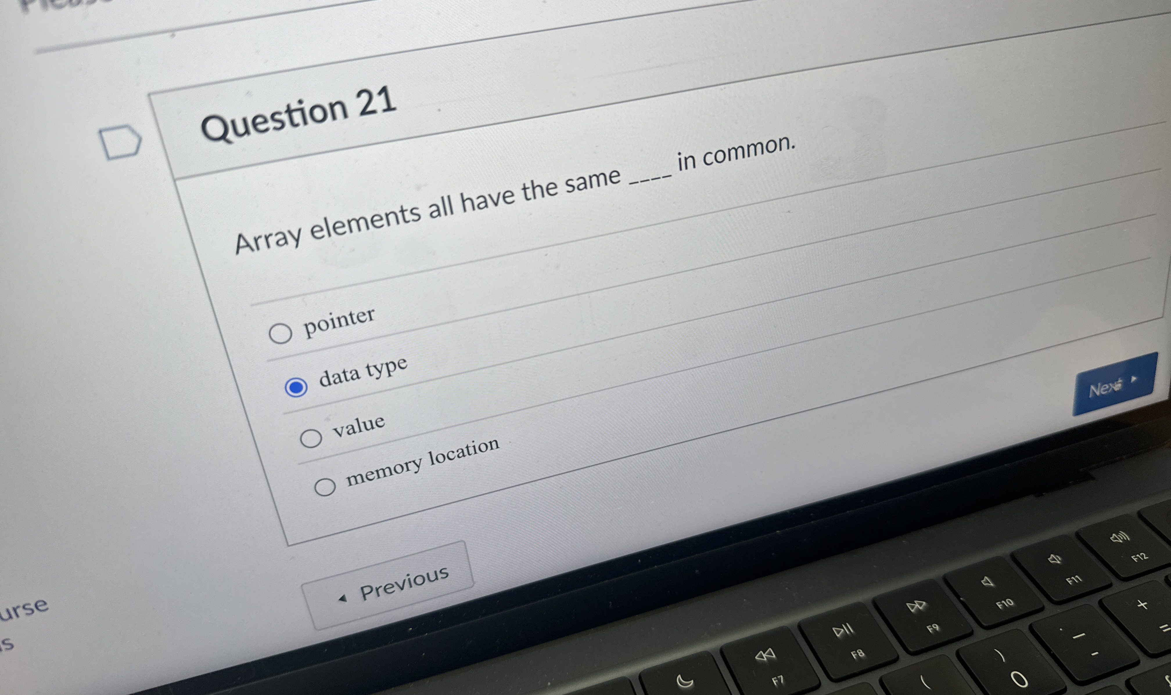 Question 2 1 Array elements all have the same q ,