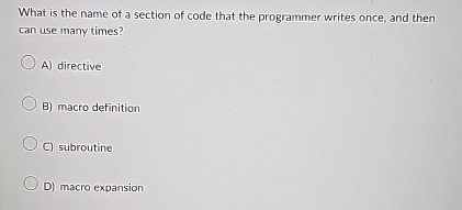 What is the name of a section of code that the