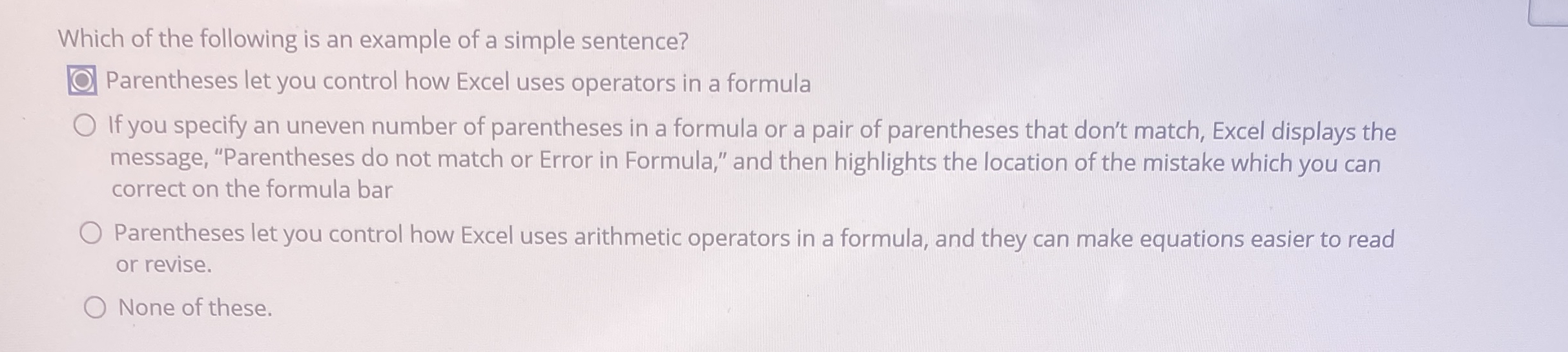 Which of the following is an example of a simple