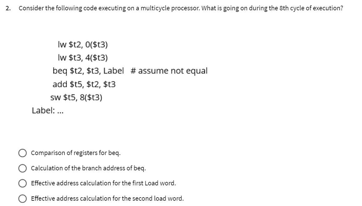 Consider the following code executing on a