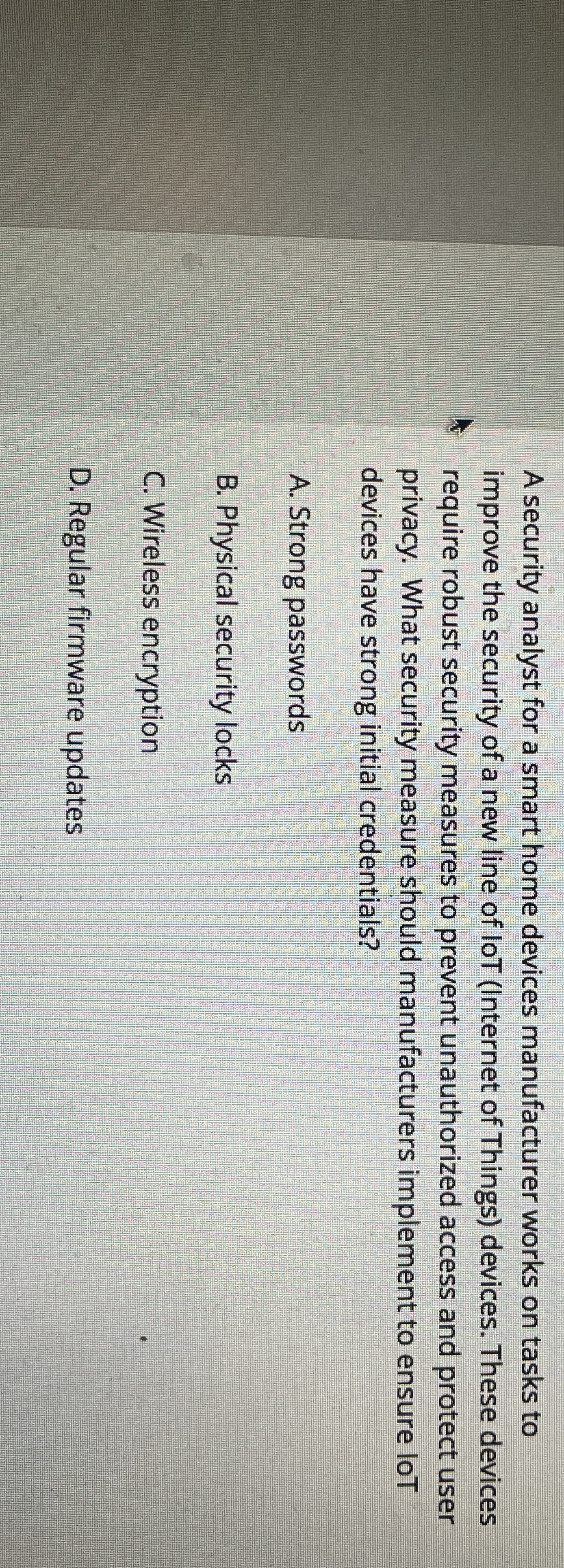 A security analyst for a smart home devices