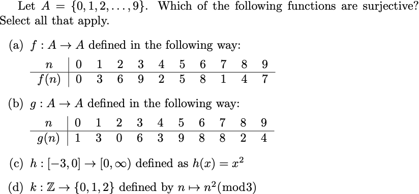 Let A = { 0 , 1 , 2 , . . . , 9 } A = \ { 0 , 1 ,