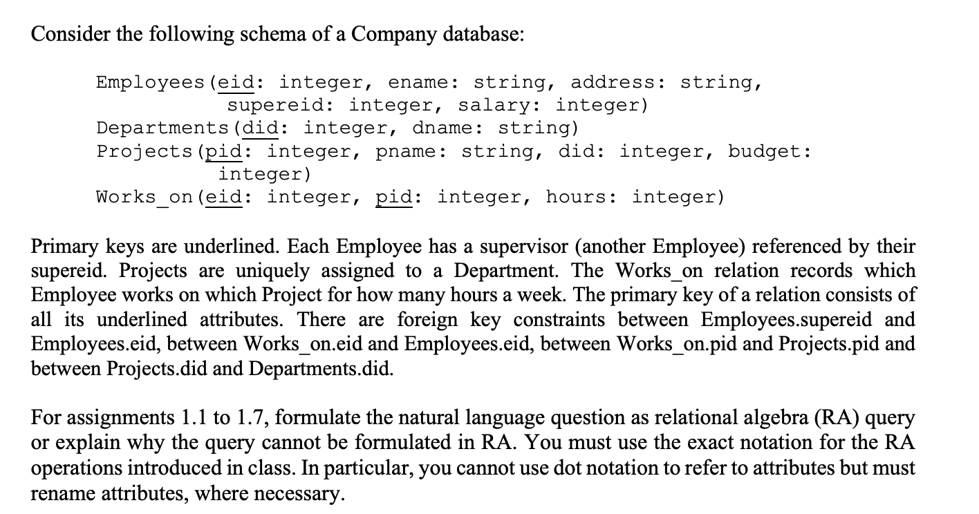 Given the schema and the answer to "Return the