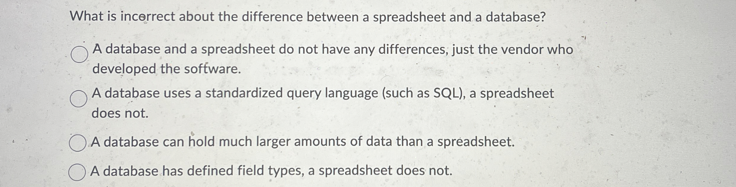 What is incerrect about the difference between a