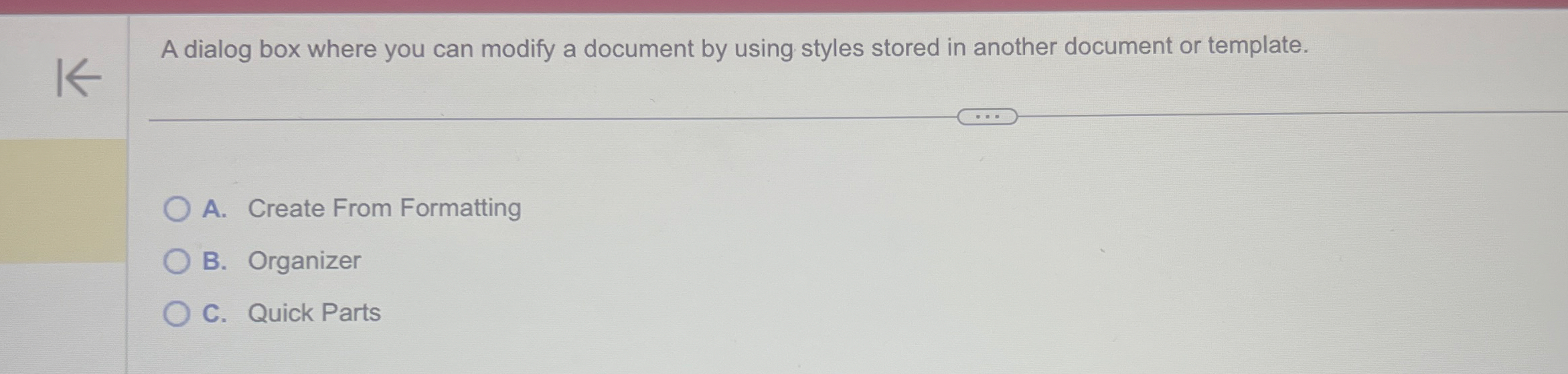 A dialog box where you can modify a document by