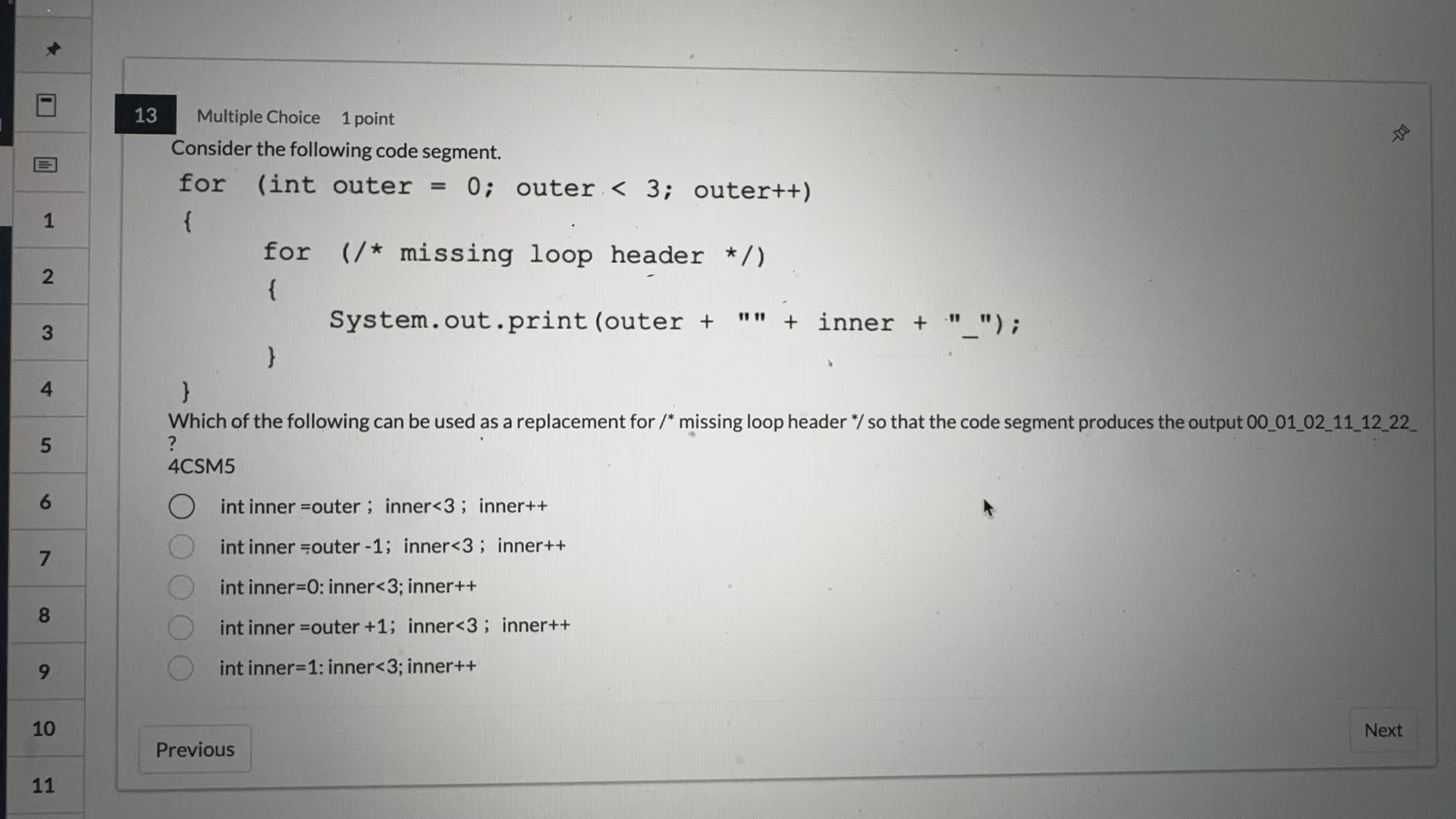 1 3 Multiple Choice 1 point Consider the