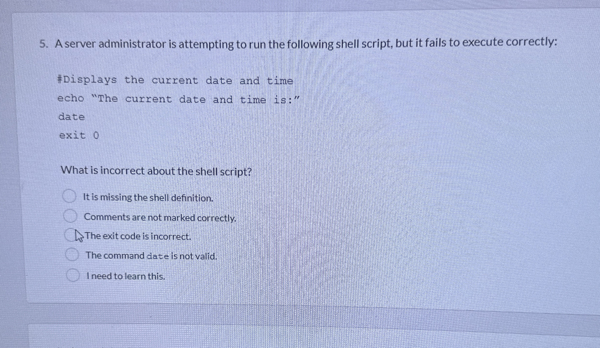 A server administrator is attempting to run the