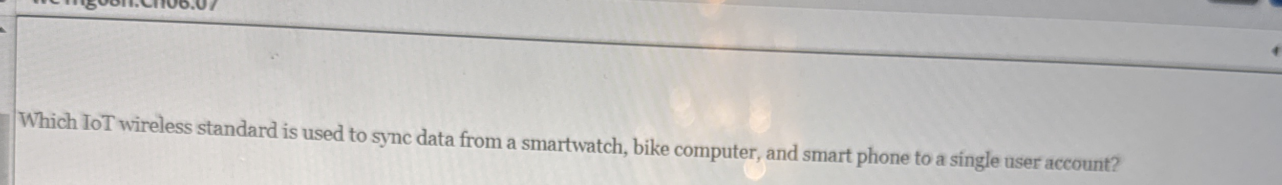 Which Io T wireless standard is used to sync data